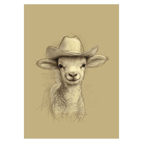 Affiche vintage cowboy veau - affiche, et