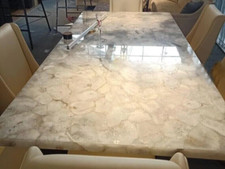 Table À Manger En Agate Blanche, Plan De Cuisine, 72" X 36" Décor De Maison