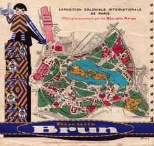 GRENOBLE (38) BISCUITERIE "BISCUITS BRUN " Tract-Affiche EXPOSITION COLONIALE