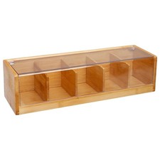 Boîte à Thé 5 Compartiments "Bambou" 36cm Naturel