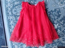 Adorable petite robe rouge tulle paillettes doublé,6 mois