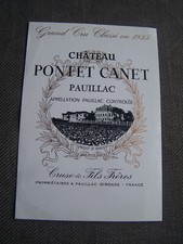 etiquette ancienne vin Chateau Pontet Canet Cruse et fils pauillac wine label