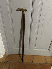 Ancienne Canne De Marche Tête Laiton