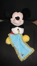 doudou peluche Mickey rouge noir mouchoir bleu rayé DISNEY NICOTOY 29cm