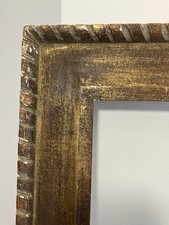 Grand cadre en bois patiné sculpté et doré vers 1950 Vue: 49 x 100 cm