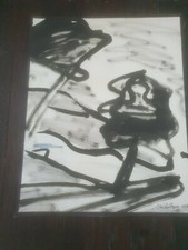 art cobra GOUACHE  sur papier cansson signe MICHEL CHAPUIS  1985 cote benezit 