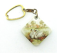 Porte clés Porcelaine d'Art ???  Cygnes P.Dussault Mehun/Yèvre Cher???