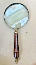 Loupe ancienne en laiton fait main | verre de lecture manche en bois et cadea...