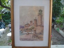 Roger DUMAX phare de LA CIOTAT  aquarelle 1984