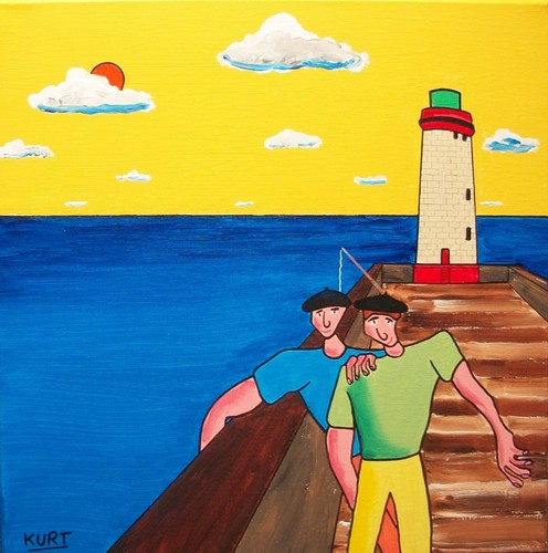 Tableau naif pêcheurs - pêcheurs, en