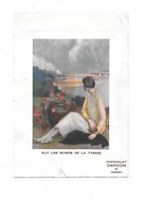 rare litho publicité chocolat Cardon au bord de la Tamise William Ablett Thames