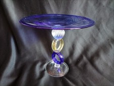 Lancel / Coupe moderniste en verre teinté à anneaux et boule / Murano Italie