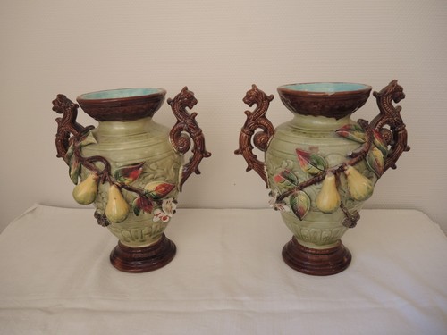 Paire vases barbotine - barbotine,