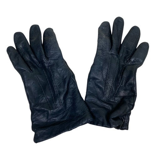 Gants cuir noir vintage - gants,
