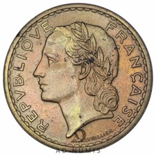 France 5 Francs 1939 ESSAI Lavrillier SUP Cupro-aluminium RARE monnaie française