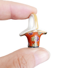 Panier Miniature de Limoges, Peint Main, Porcelaine Art Déco 30mm, Signé, Poupée