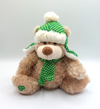 Peluche doudou ours beige caramel ALLIED Dublin Irlande trèfle bonnet vert TBE