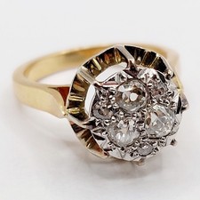 Bague dôme art deco or rose 18k et diamants taille ancienne (circa 1950)