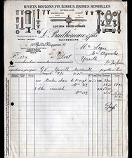 PARIS (X°) OUTILLAGE QUINCAILLERIE "Lucien PRUD'HOMME" Facture en 1925