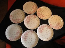 RARE 8 ASSIETTES A DESSERT GIEN ROSES ET PETITS NOEUDS