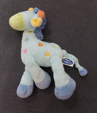 S26 / doudou peluche cheval girafe bleu MOTS D'ENFANTS