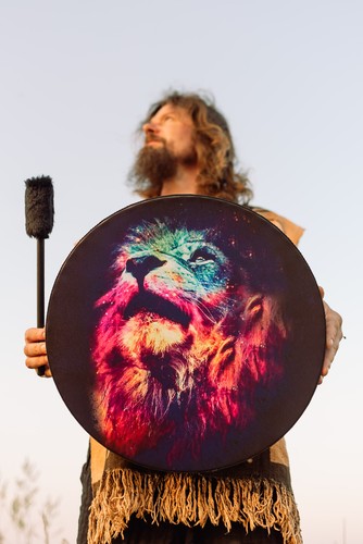 Shamanic space lion drum - "space,