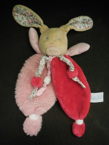 Doudou plat lapin - plat, rose