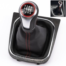 pour VW GOLF 5 6 CUIR POMMEAU LEVIER DE VITESSE 6 VITESSES ROUGE SOUFFLET GUÊTRE