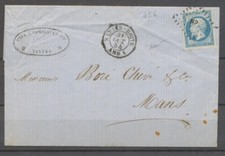 1854 Lettre 20c. Bleu