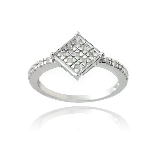 925 argent diamant rond - argent,