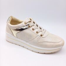 Baskets Tennis Chaussure Femme Sneakers 35 36 37 38 39 - Beige Blanche Or Doré