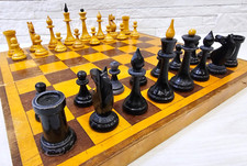 Jeu d'échecs vintage soviétique 1962 Gambit style letton bois URSS ancien échecs