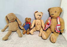 Lot 3 OURS Ourson 1 LAPIN Peluche DOUDOU Teddy Bear Paille Ancien Collection E10