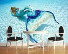 Papier peint 3D bleu sirène
