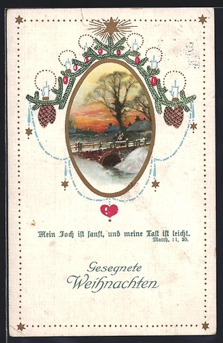 Carte postale pont hiver - carte,