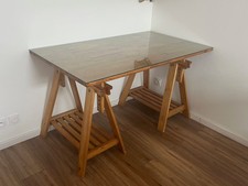 Bureau tréteaux bois massif