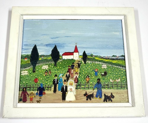 Peinture huile naïve - peinture,