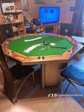 table de poker inox brossé et noyer 