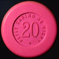 VICHY CASINO 20F Ancient Poker Chip 1950 Vintage Old Gambling Game Pink Token
