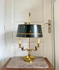 Ancien Lampe Bouillotte 2 Feux Tête Cygne Lucien Gau Bronze Doré Empire Napoléon