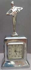 Pendule pendulette WAGOG métal chromé statuette  accordéon ART DECO clock 1940