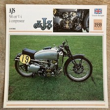 AJS 500 V4 compresseur 1939 carte moto collection Atlas UK