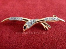 Broche "Hirondelle Déployée" doré Oiseau Porte Bonheur - Bijoux pur Vintage