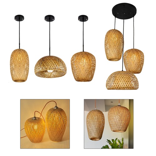 Bambou tissage led pendentif - bambou,