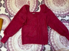 pull framboise fausse Fourrure