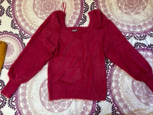 Pull framboise fausse - pull, fourrure