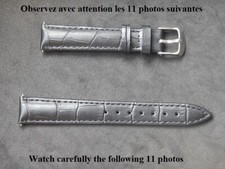 16 mm TRES BEAU BRACELET VEAU VERITABLE FACON ALLIGATOR NOIR MAT COUSU