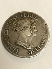 Monnaie 5 Franchi Lucca 1808 Italie Felice Baciocchi & Elisa Bonaparte en argent