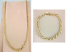 Parure Homme Femme Bracelet Collier or Jaune Massif 750 18KT Collier Or