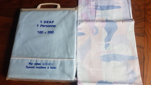 Drap plat bleu lit 1 - plat,